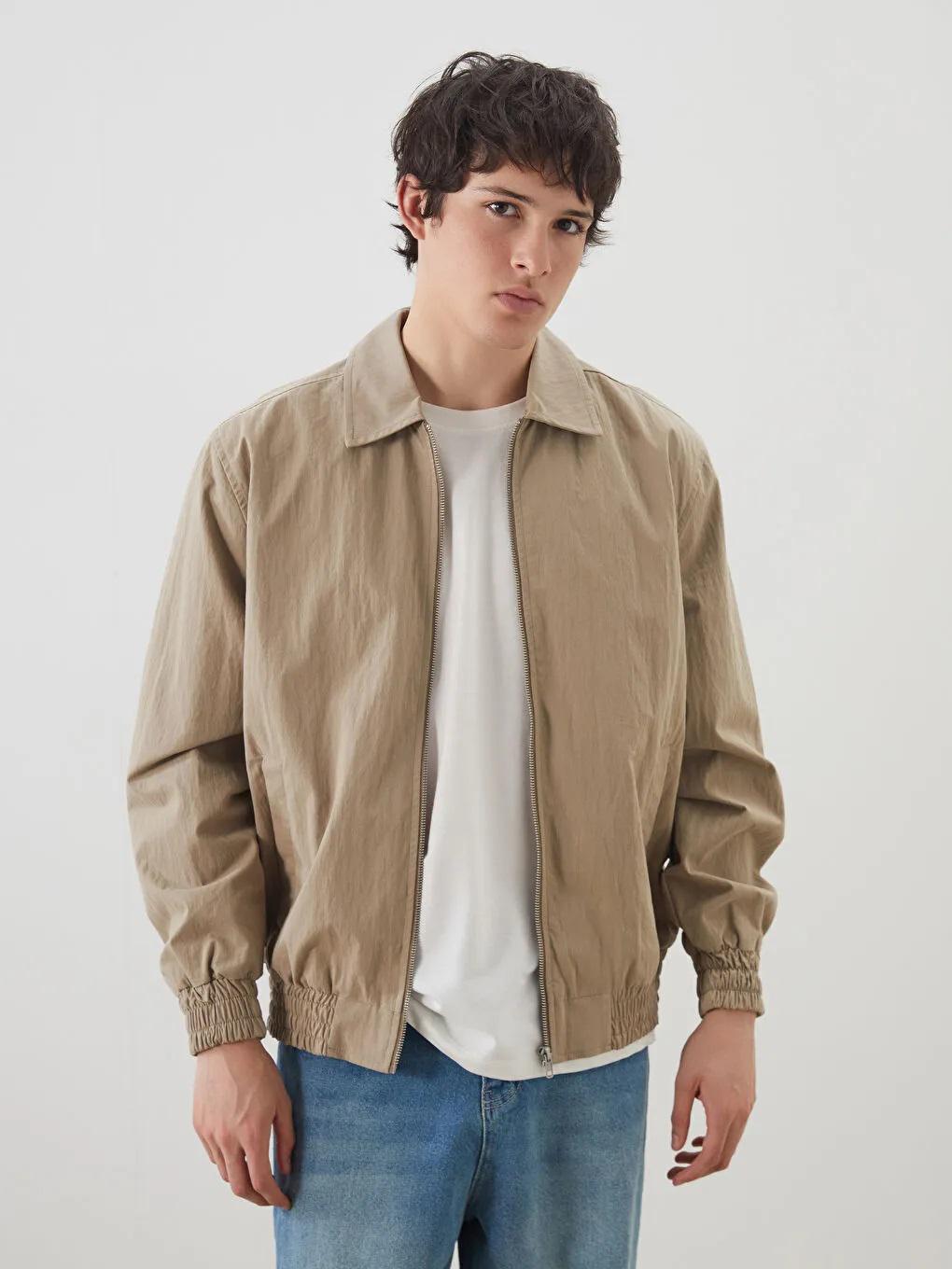 Men's Cotton Bomber Jacket: Lightweight Windbreaker Elastic Cuffs